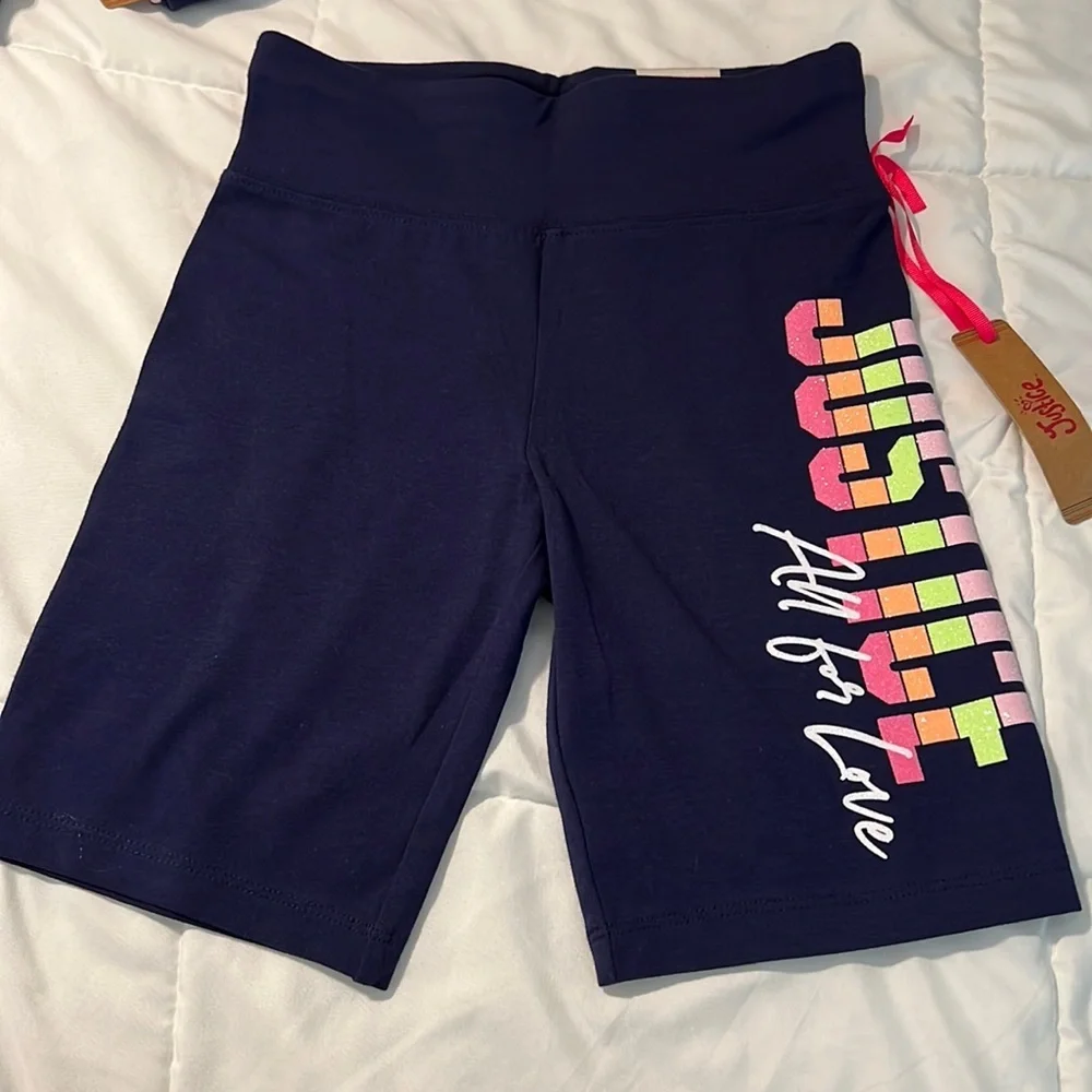 Justice EDF Blue Bike Shorts Girls